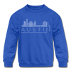 Austin, Texas Youth Sweatshirt - Skyline Youth Austin Crewneck Sweatshirt - royal blue