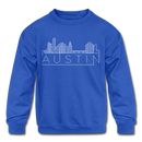 Austin, Texas Youth Sweatshirt - Skyline Youth Austin Crewneck Sweatshirt - royal blue