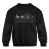 Charleston, South Carolina Youth Sweatshirt - Skyline Youth Charleston Crewneck Sweatshirt - black