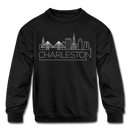 Charleston, South Carolina Youth Sweatshirt - Skyline Youth Charleston Crewneck Sweatshirt - black