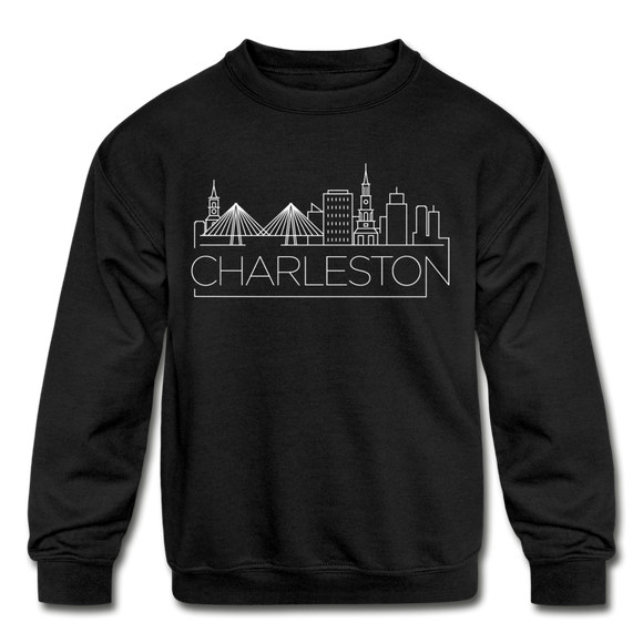 Charleston, South Carolina Youth Sweatshirt - Skyline Youth Charleston Crewneck Sweatshirt - black