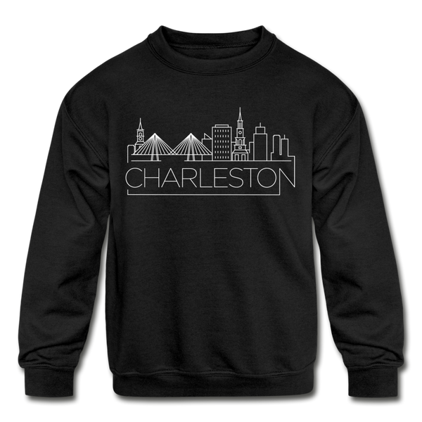 Charleston, South Carolina Youth Sweatshirt - Skyline Youth Charleston Crewneck Sweatshirt - black