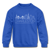 Charleston, South Carolina Youth Sweatshirt - Skyline Youth Charleston Crewneck Sweatshirt - royal blue