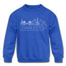 Charleston, South Carolina Youth Sweatshirt - Skyline Youth Charleston Crewneck Sweatshirt - royal blue