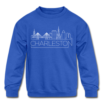 Charleston, South Carolina Youth Sweatshirt - Skyline Youth Charleston Crewneck Sweatshirt - royal blue