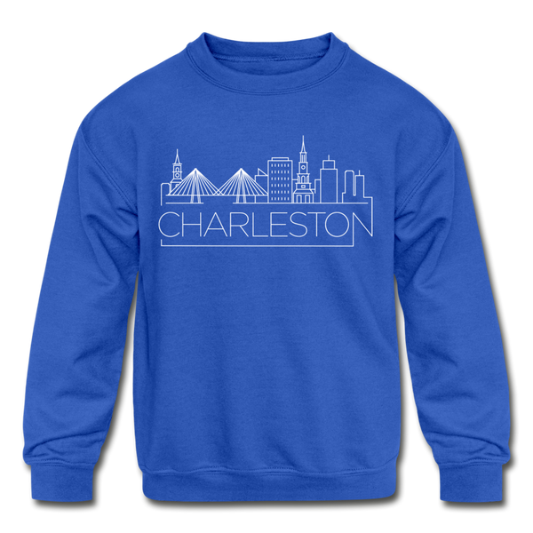 Charleston, South Carolina Youth Sweatshirt - Skyline Youth Charleston Crewneck Sweatshirt - royal blue