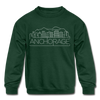 Anchorage, Alaska Youth Sweatshirt - Skyline Youth Anchorage Crewneck Sweatshirt - forest green