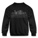 Birmingham, Alabama Youth Sweatshirt - Skyline Youth Birmingham Crewneck Sweatshirt - black
