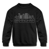 Birmingham, Alabama Youth Sweatshirt - Skyline Youth Birmingham Crewneck Sweatshirt - black