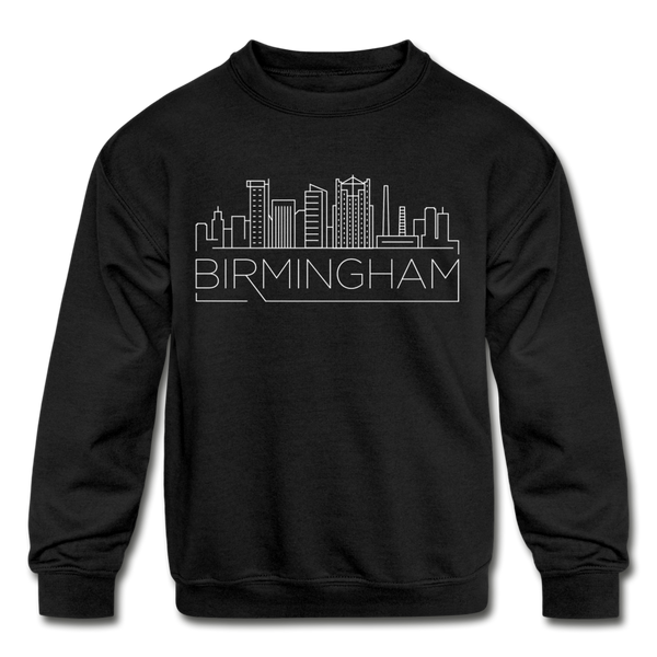 Birmingham, Alabama Youth Sweatshirt - Skyline Youth Birmingham Crewneck Sweatshirt - black