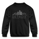 Detroit, Michigan Youth Sweatshirt - Skyline Youth Detroit Crewneck Sweatshirt - black