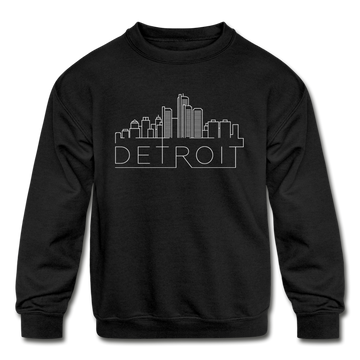 Detroit, Michigan Youth Sweatshirt - Skyline Youth Detroit Crewneck Sweatshirt - black