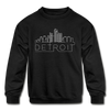 Detroit, Michigan Youth Sweatshirt - Skyline Youth Detroit Crewneck Sweatshirt - black