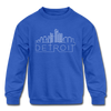 Detroit, Michigan Youth Sweatshirt - Skyline Youth Detroit Crewneck Sweatshirt - royal blue