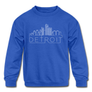 Detroit, Michigan Youth Sweatshirt - Skyline Youth Detroit Crewneck Sweatshirt - royal blue