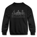 Buffalo, New York Youth Sweatshirt - Skyline Youth Buffalo Crewneck Sweatshirt - black