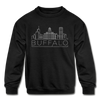 Buffalo, New York Youth Sweatshirt - Skyline Youth Buffalo Crewneck Sweatshirt - black