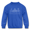Buffalo, New York Youth Sweatshirt - Skyline Youth Buffalo Crewneck Sweatshirt - royal blue