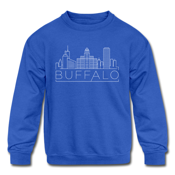 Buffalo, New York Youth Sweatshirt - Skyline Youth Buffalo Crewneck Sweatshirt - royal blue