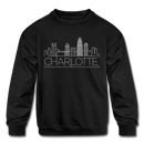 Charlotte, North Carolina Youth Sweatshirt - Skyline Youth Charlotte Crewneck Sweatshirt - black