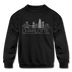 Charlotte, North Carolina Youth Sweatshirt - Skyline Youth Charlotte Crewneck Sweatshirt - black