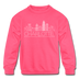 Charlotte, North Carolina Youth Sweatshirt - Skyline Youth Charlotte Crewneck Sweatshirt - neon pink