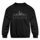 Chicago, Illinois Youth Sweatshirt - Skyline Youth Chicago Crewneck Sweatshirt - black
