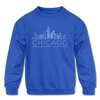 Chicago, Illinois Youth Sweatshirt - Skyline Youth Chicago Crewneck Sweatshirt - royal blue