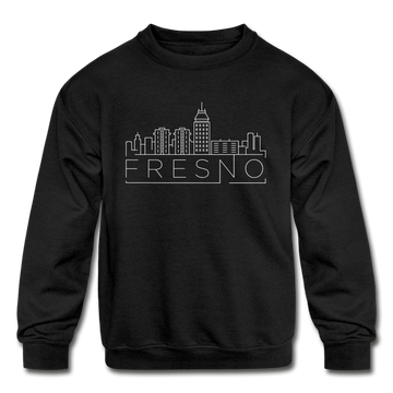Fresno, California Youth Sweatshirt - Skyline Youth Fresno Crewneck Sweatshirt - black