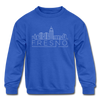 Fresno, California Youth Sweatshirt - Skyline Youth Fresno Crewneck Sweatshirt - royal blue