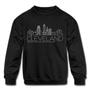 Cleveland, Ohio Youth Sweatshirt - Skyline Youth Cleveland Crewneck Sweatshirt - black