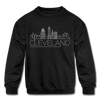 Cleveland, Ohio Youth Sweatshirt - Skyline Youth Cleveland Crewneck Sweatshirt - black