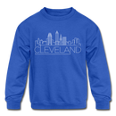 Cleveland, Ohio Youth Sweatshirt - Skyline Youth Cleveland Crewneck Sweatshirt - royal blue