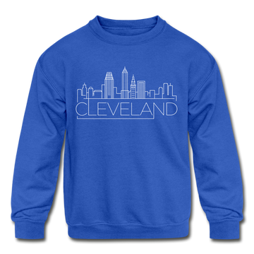 Cleveland, Ohio Youth Sweatshirt - Skyline Youth Cleveland Crewneck Sweatshirt - royal blue