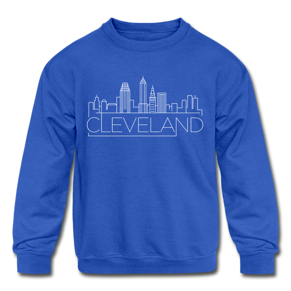 Cleveland, Ohio Youth Sweatshirt - Skyline Youth Cleveland Crewneck Sweatshirt - royal blue