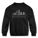 Jacksonville, Florida Youth Sweatshirt - Skyline Youth Jacksonville Crewneck Sweatshirt - black