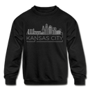 Kansas City, Missouri Youth Sweatshirt - Skyline Youth Kansas City Crewneck Sweatshirt - black