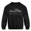 Kansas City, Missouri Youth Sweatshirt - Skyline Youth Kansas City Crewneck Sweatshirt - black