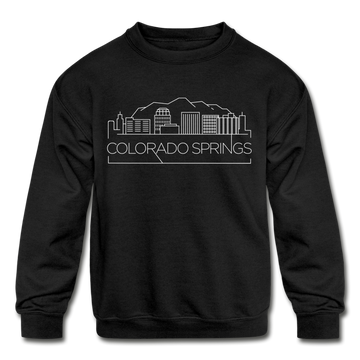 Colorado Springs, Colorado Youth Sweatshirt - Skyline Youth Colorado Springs Crewneck Sweatshirt - black