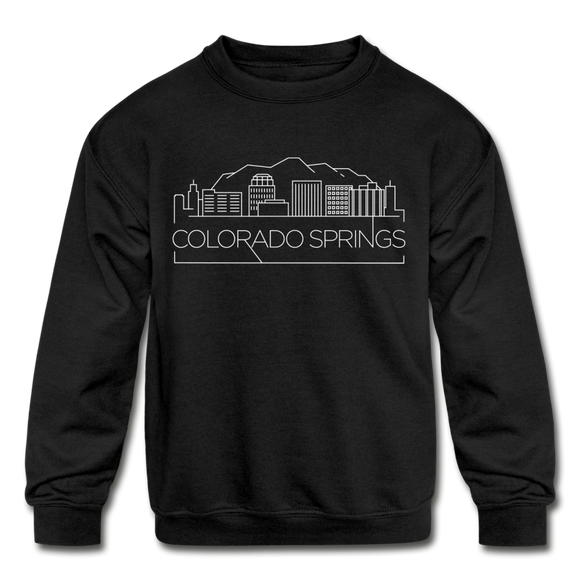 Colorado Springs, Colorado Youth Sweatshirt - Skyline Youth Colorado Springs Crewneck Sweatshirt - black