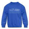 Colorado Springs, Colorado Youth Sweatshirt - Skyline Youth Colorado Springs Crewneck Sweatshirt - royal blue
