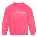 Colorado Springs, Colorado Youth Sweatshirt - Skyline Youth Colorado Springs Crewneck Sweatshirt - neon pink