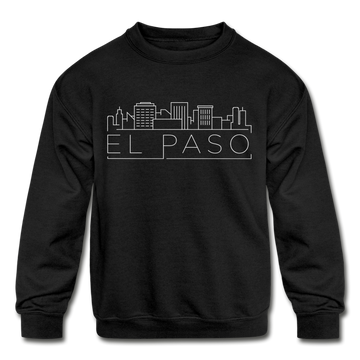El Paso, Texas Youth Sweatshirt - Skyline Youth El Paso Crewneck Sweatshirt - black