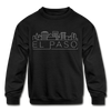 El Paso, Texas Youth Sweatshirt - Skyline Youth El Paso Crewneck Sweatshirt - black
