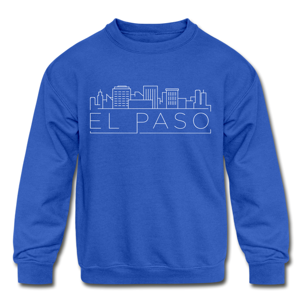 El Paso, Texas Youth Sweatshirt - Skyline Youth El Paso Crewneck Sweatshirt - royal blue