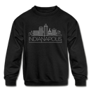 Indianapolis, Indiana Youth Sweatshirt - Skyline Youth Indianapolis Crewneck Sweatshirt - black