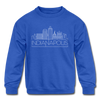 Indianapolis, Indiana Youth Sweatshirt - Skyline Youth Indianapolis Crewneck Sweatshirt - royal blue