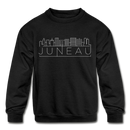 Juneau, Alaska Youth Sweatshirt - Skyline Youth Juneau Crewneck Sweatshirt - black
