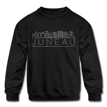Juneau, Alaska Youth Sweatshirt - Skyline Youth Juneau Crewneck Sweatshirt - black