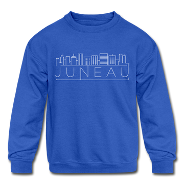 Juneau, Alaska Youth Sweatshirt - Skyline Youth Juneau Crewneck Sweatshirt - royal blue